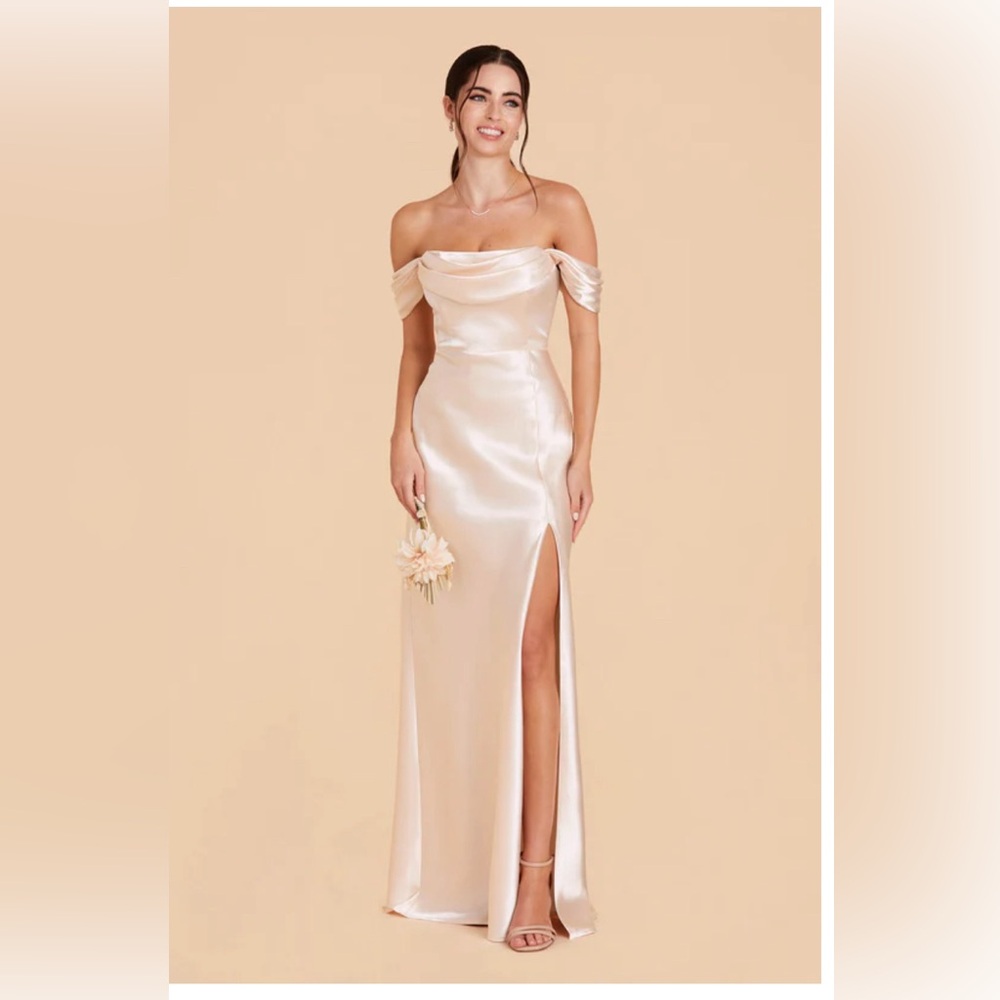 Birdy Grey Mia Shiny Satin Convertible dress in color - Champagne